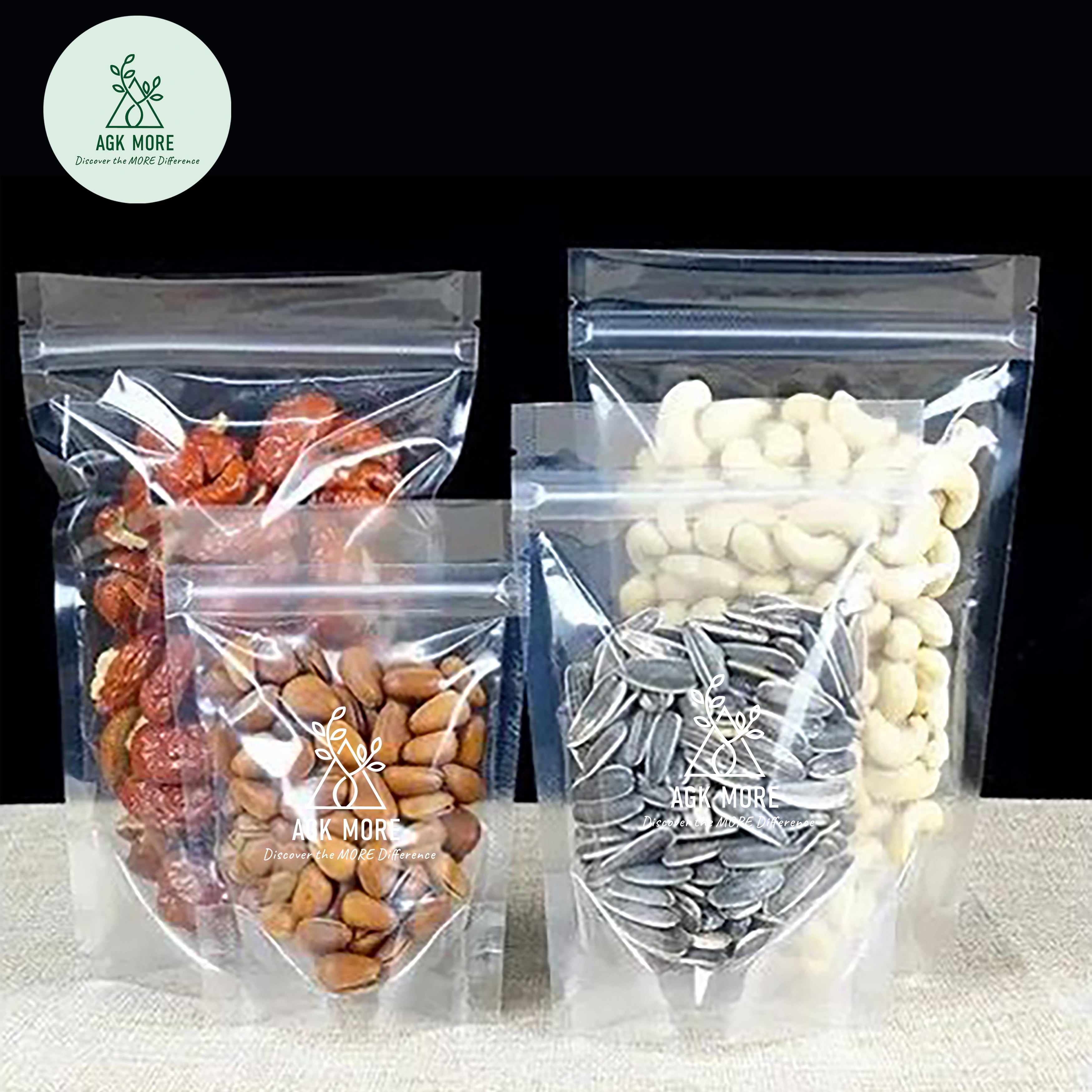 All Clear Stand Up Pouches with Zipper - Food-Safe Zipper Bags