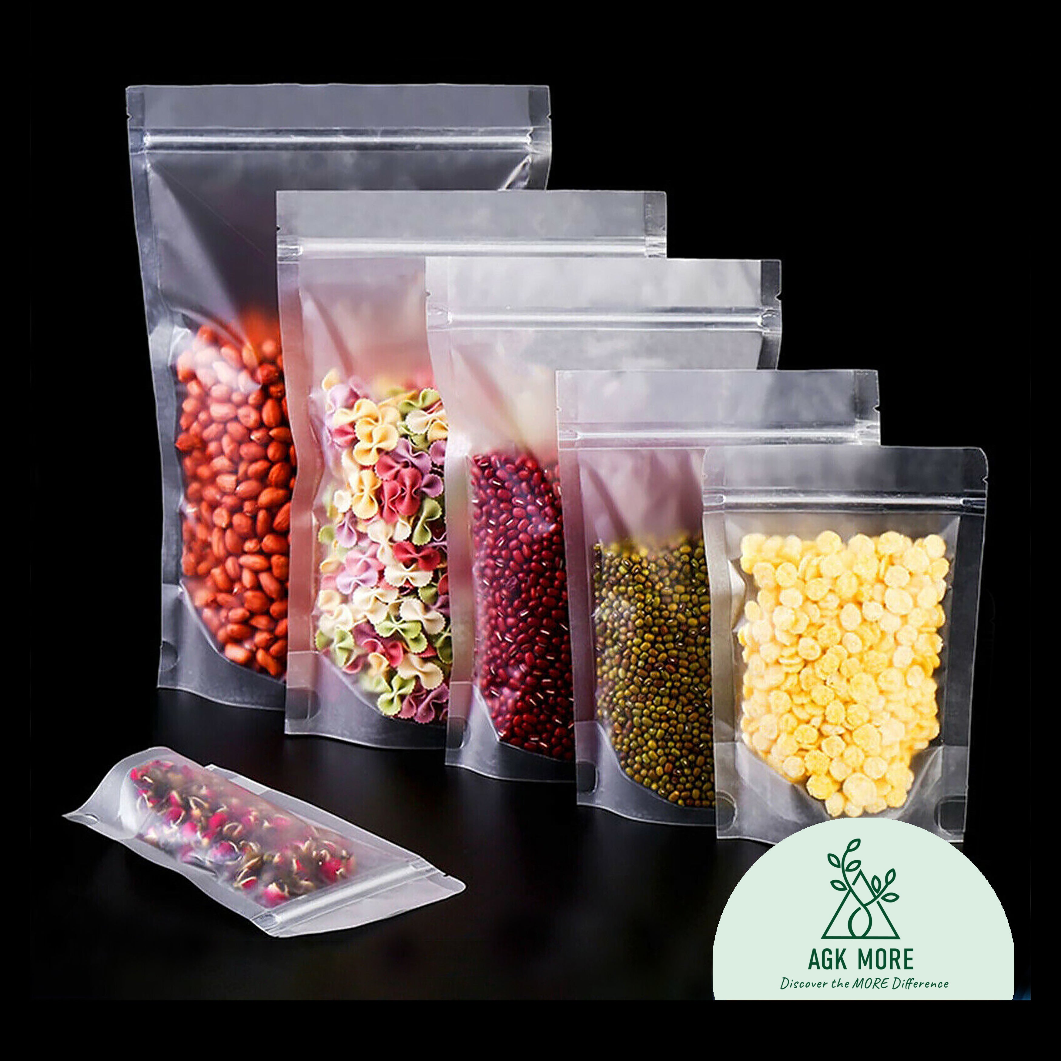 All Clear Stand Up Pouches with Zipper - Food-Safe Zipper Bags