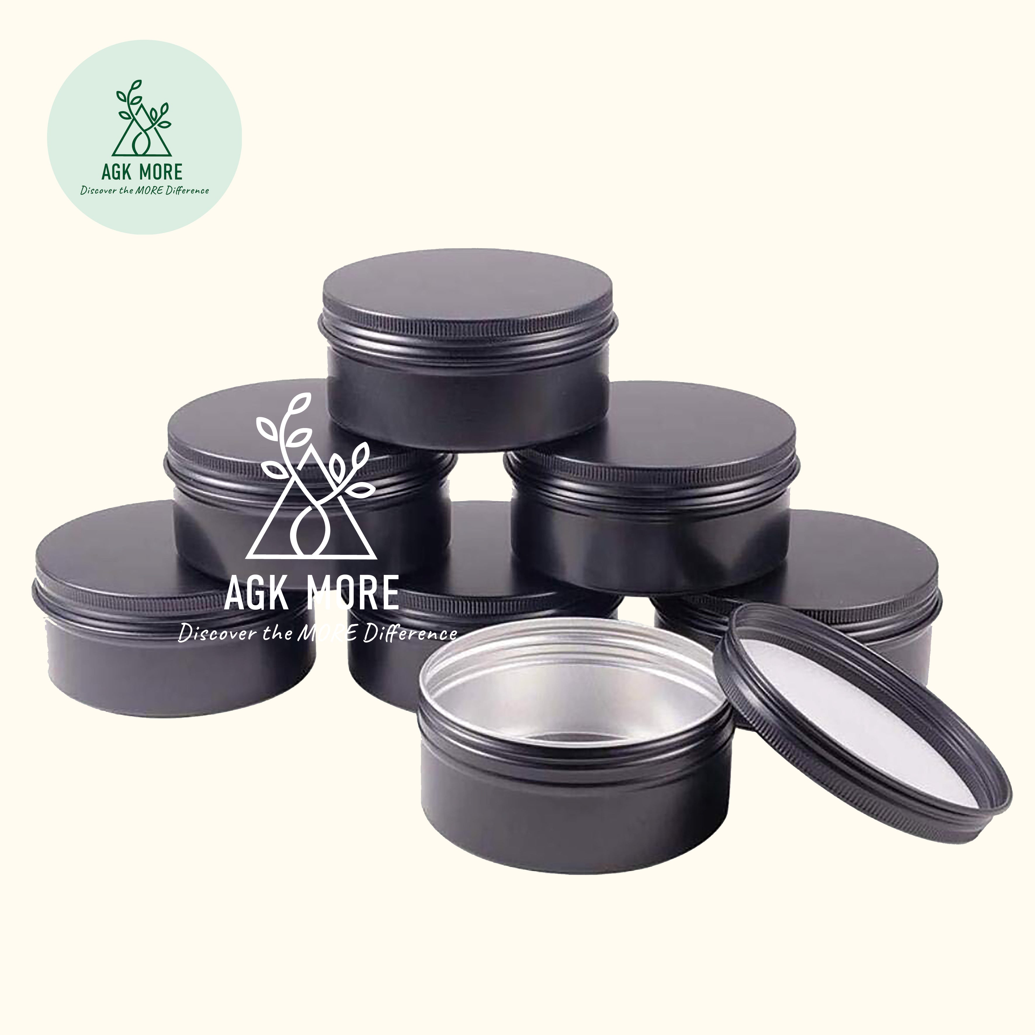 Matte Black Aluminum Cosmetic Pots for Lip Balm, Small Rounds