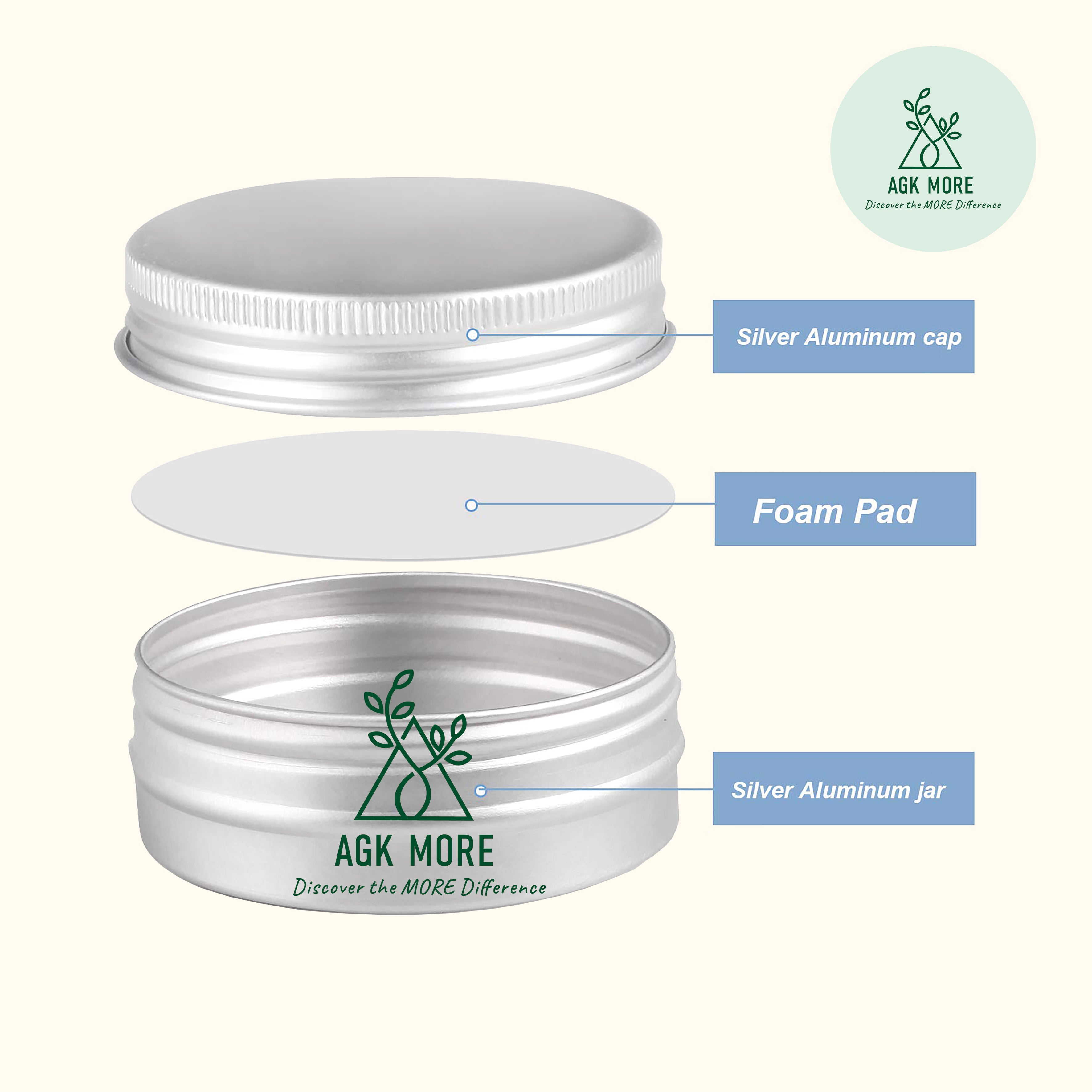 Silver Aluminum Cosmetic Pots for Lip Balm, Small Rounds