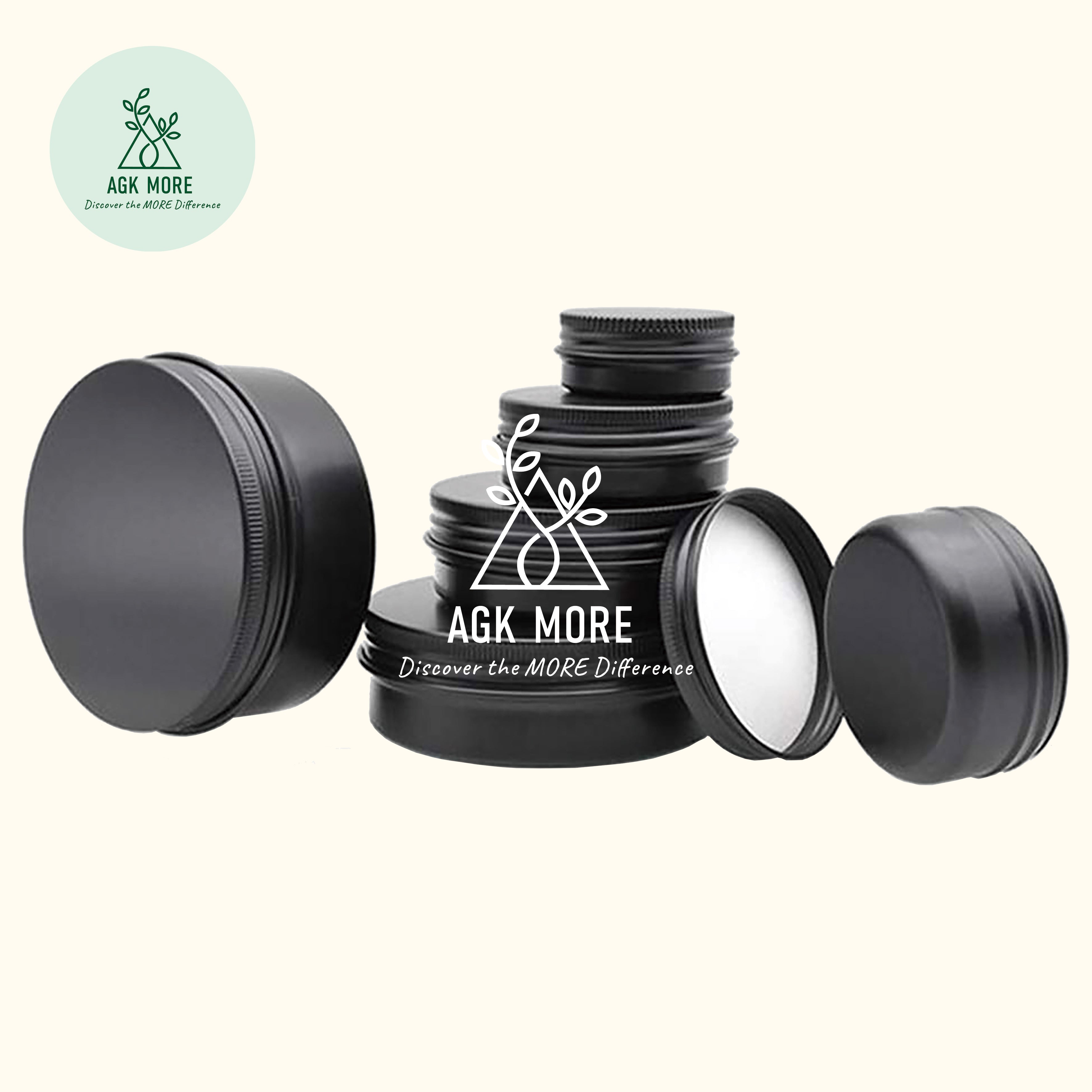 Matte Black Aluminum Cosmetic Pots for Lip Balm, Small Rounds