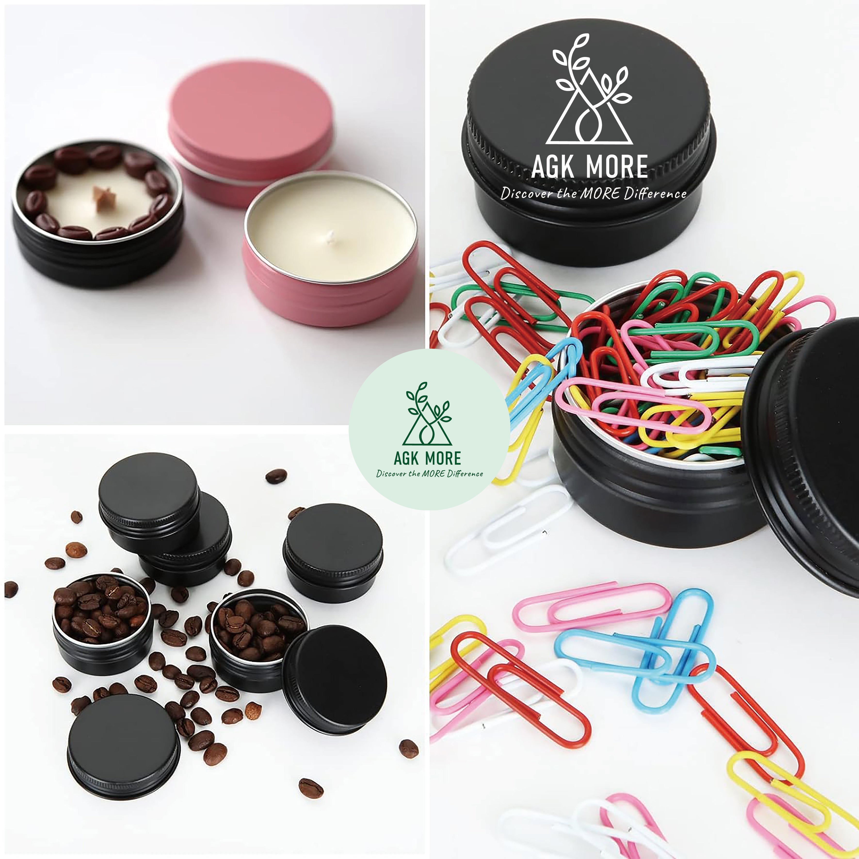 Matte Black Aluminum Cosmetic Pots for Lip Balm, Small Rounds