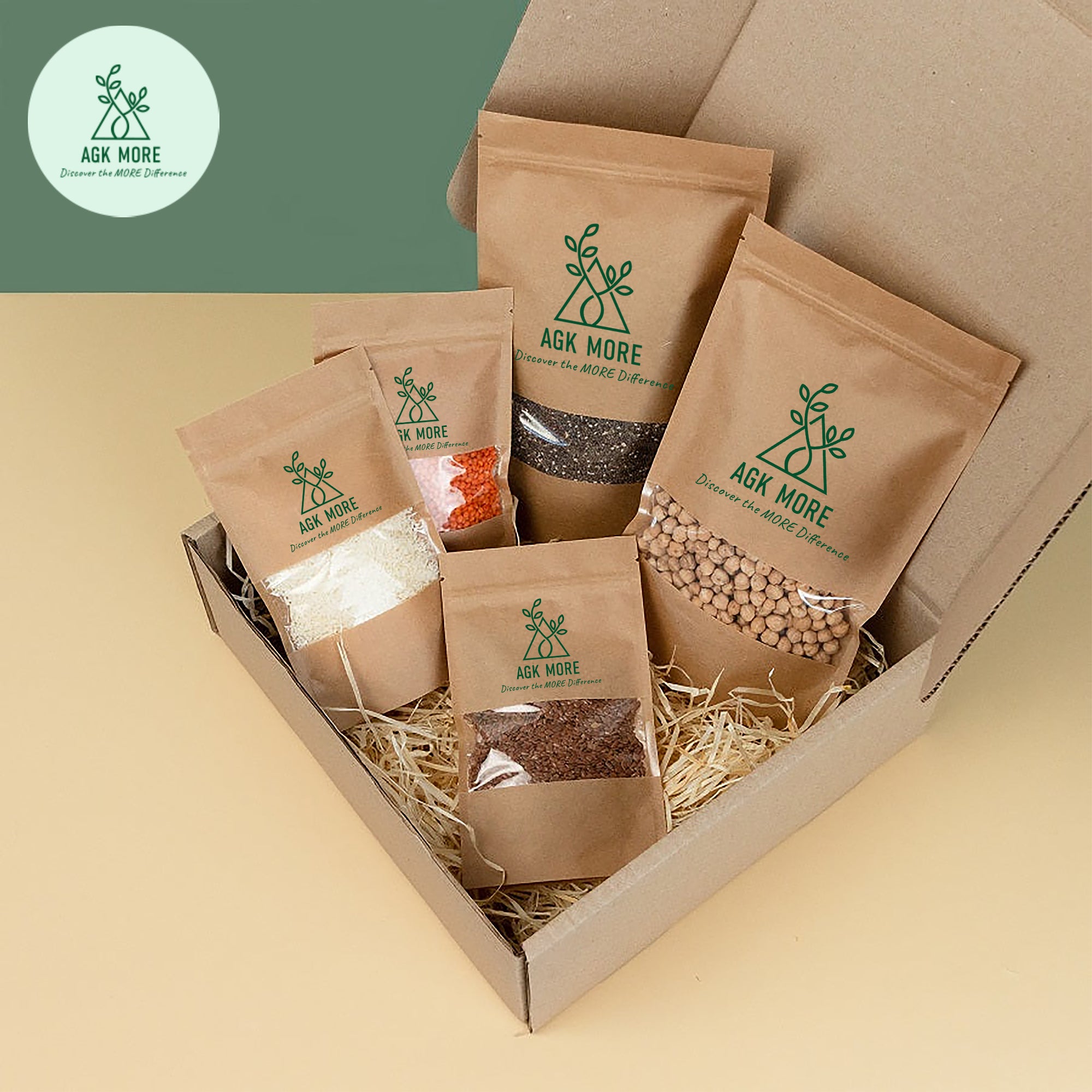 100g Kraft Paper Stand Up Pouches with Zipper and Clear Window - Eco-Friendly Packaging Bags